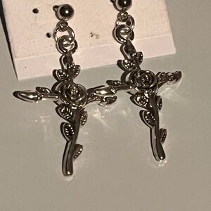 Elegant Silver Cross Earrings